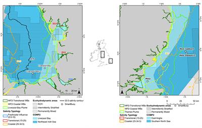 Utilizing Eutrophication Assessment Directives From Transitional to Marine Systems in the Thames Estuary and Liverpool Bay, UK